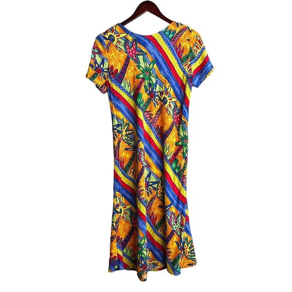 Hilo Hattie Size Large Midi Short Sleeve Dress Palm Tree Hawaiian Beach Mumu - Picture 4 of 5